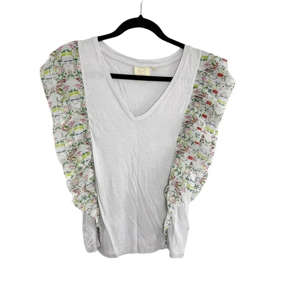 Vanessa Virginia - Anthropologie Indak Floral Ruffle Sleeve Shirt Women's XS